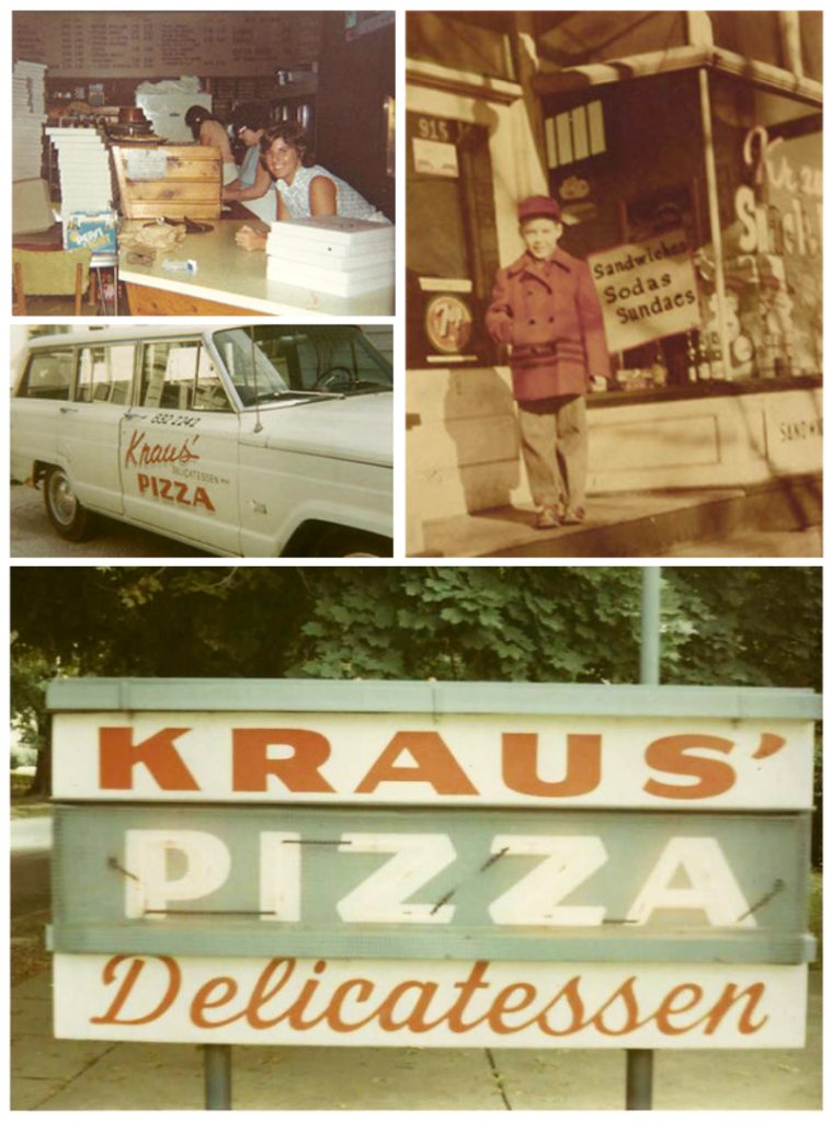 Collage of old Kraus' Pizza images