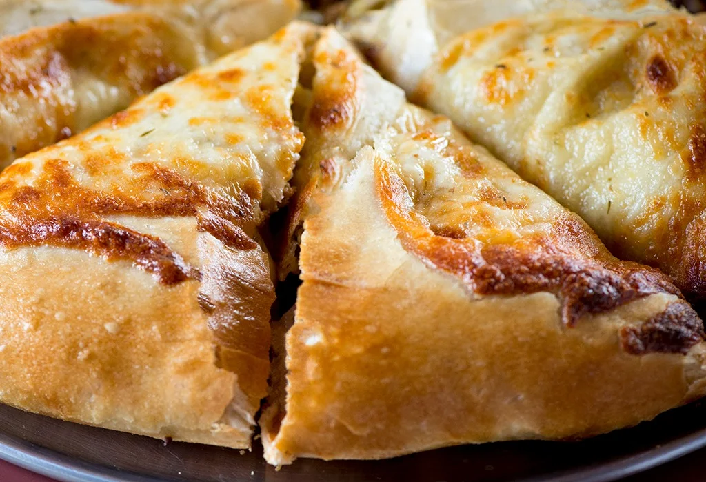 close up shot of the Topper Double Crust pizza